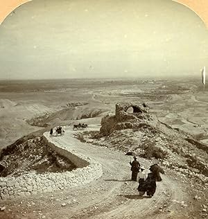 Palestine Plains of Gilgal & Jericho Old Stereoview Photo 1900