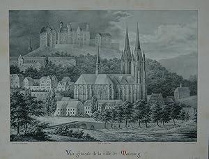 Marburg (Lahn): "Vue generale de la ville de Marbourg". Lithographie von F. Courtin nach Georges ...