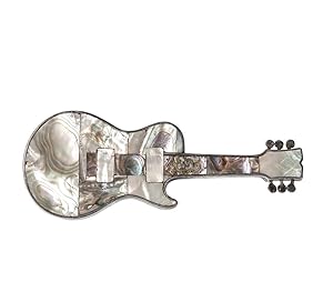 Silver and Mother-of-pearl Guitar Belt Buckle