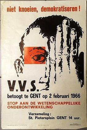 Niet knoeien, demokratiseren! V.V.S. betoogt te Gent op 2 februari 1966.