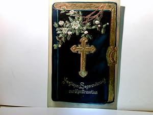 Konfirmation. Sehr schöne, alte Präge - AK mit Goldprägedruck, gel. 1909, Gebetbuch vergoldet, go...