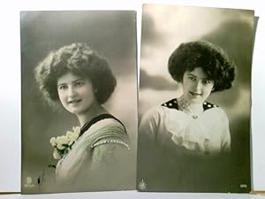 Nostalgie AK 2 x , gel. 1913. Zeitgenössische Frauen / Mädchendarstellungen. Frauenportraits. Vin...