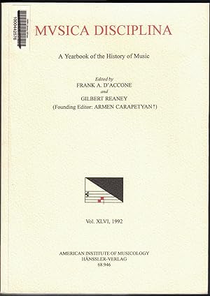 Seller image for Musica Disciplina; a Yearbook of the History of Music. Vol. XLVI, 1992 for sale by Cleveland Book Company, ABAA