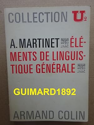 Bild des Verkufers fr lments de linguistique gnrale zum Verkauf von Librairie Michel Giraud