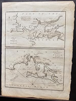 Original Map - "A Plan of the Harbour of Brest; A Plan of the Bay and Roads of Cadiz, Surveyed by...