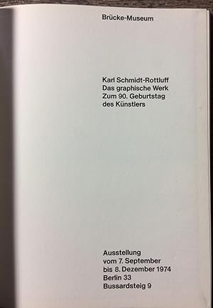 [2 items] Karl Schmidt-Rottluff, Das graphische Werk, Zum 90. Geburtstag des Kunstlers. Ausstellu...