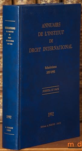 Image du vendeur pour ANNUAIRE DE L INSTITUT DE DROIT INTERNATIONAL, 1992, Tableau des Rsolutions adoptes (1957-1991) mis en vente par La Memoire du Droit