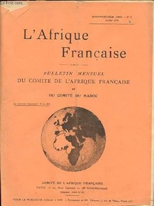 Bild des Verkufers fr L'Afrique franaise - n7 - 48e anne - Juillet 1938 zum Verkauf von Le-Livre