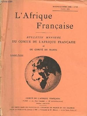 Bild des Verkufers fr L'Afrique franaise - n10 - 44e anne - Octobre 1934 zum Verkauf von Le-Livre
