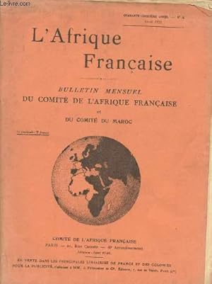 Seller image for L'Afrique franaise - n4 - 45e anne - Avril 1935 for sale by Le-Livre