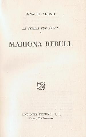 Imagen del vendedor de La ceniza fue rbol. MARIONA REBULL a la venta por Librera Torren de Rueda