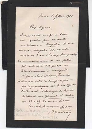 Lettera autografa firmata inviata a Emanuele Ovazza, Roma.