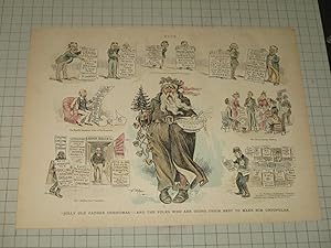 Seller image for 1892 Puck Lithograph of "Jolly Old Father Christmas" and the Folks who are doing their best to make him unpopular - 19th Century Santa Claus Humor for sale by rareviewbooks