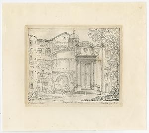 Antique Print-TEMPLE OF ROMULUS-FORUM ROMANUM-ROME-Aquaroni-ca. 1838