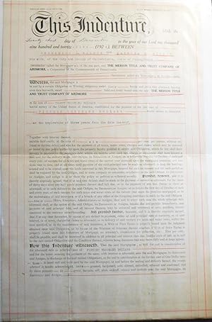 Bild des Verkufers fr Indenture made Dec. 23, 1925, between Frederick J. Wilson and Katrina R. Wilson, Philadelphia, and the Merion Title and Trust Co. of Ardmore [mortgage] zum Verkauf von Classic Books and Ephemera, IOBA