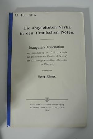 Die abgeleiteten Verba in den tironischen Noten. Inaugural-Dissertation (Universität München)