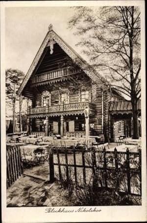 Bild des Verkufers fr Ansichtskarte / Postkarte Berlin Zehlendorf Wannsee, Blockhaus Nikolskoe - Inh.: Rich. Schulte zum Verkauf von akpool GmbH