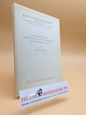 Bild des Verkufers fr Literarkritische und formgeschichtliche Untersuchung des Heiligkeitsgesetzes. zum Verkauf von Roland Antiquariat UG haftungsbeschrnkt