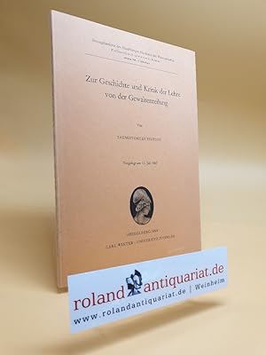 Seller image for Zur Geschichte und Kritik der Lehre von der Gewaltenteilung. for sale by Roland Antiquariat UG haftungsbeschrnkt