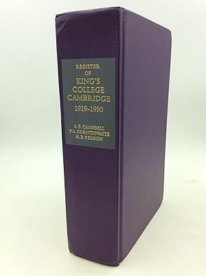 Imagen del vendedor de A REGISTER OF ADMISSIONS TO KING'S COLLEGE CAMBRIDGE 1919-90 Compiled with Short Biographical Notes a la venta por Kubik Fine Books Ltd., ABAA