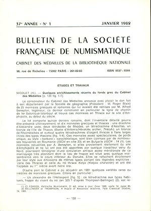 Bulletin de la société française de Numismatique. Cabinet des Médailles de la Bibliothèque Nation...