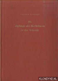 Imagen del vendedor de Die Anfange des Buchdrucks in der Schweiz a la venta por Klondyke