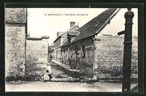 Carte postale Bonville, Une ferme de Beauce