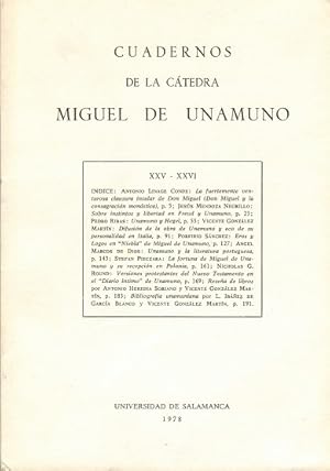 Bild des Verkufers fr Cuadernos de la Ctedra Miguel de Unamuno. XXV- XXVI. zum Verkauf von La Librera, Iberoamerikan. Buchhandlung