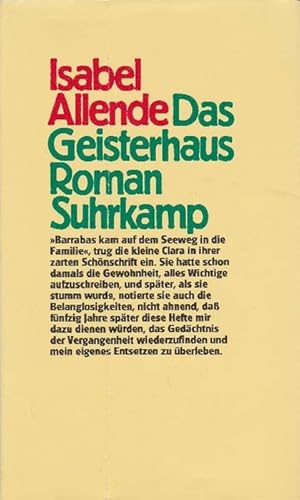 Immagine del venditore per Das Geisterhaus. Originaltitel: La casa de los espiritus. Aus dem Spanischen von Anneliese Botond. venduto da La Librera, Iberoamerikan. Buchhandlung