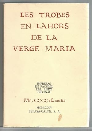 Imagen del vendedor de Obres o trobes en lahors de la Verge Mara. (Edicin facsimilar). a la venta por La Librera, Iberoamerikan. Buchhandlung