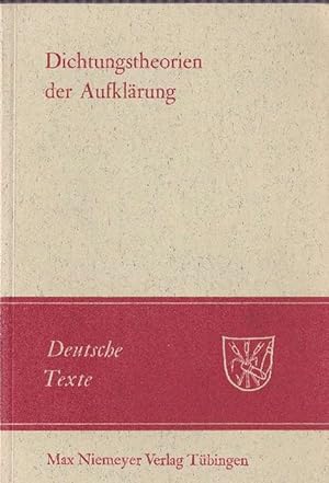 Seller image for Dichtungstheorien der Aufklrung Deutsche Texte 19. for sale by La Librera, Iberoamerikan. Buchhandlung