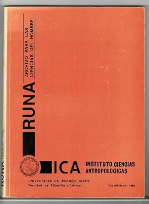 Bild des Verkufers fr RUNA. Archivo para las Ciencias del Hombre. Volumen XV - 1985. zum Verkauf von La Librera, Iberoamerikan. Buchhandlung