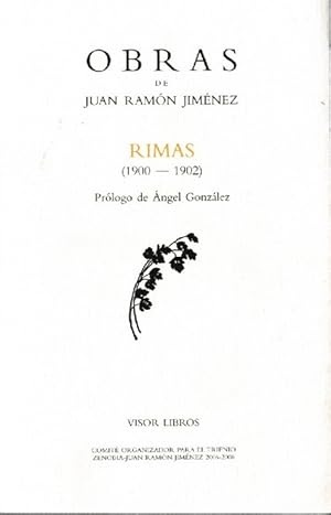 Seller image for Obras de Juan Ramn Jimnez. Rimas (1900-1902). Prlogo de ngel Gonzlez. for sale by La Librera, Iberoamerikan. Buchhandlung