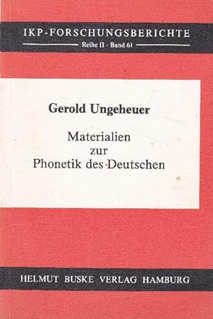 Bild des Verkufers fr Materialien zur Phonetik des Deutschen. zum Verkauf von La Librera, Iberoamerikan. Buchhandlung