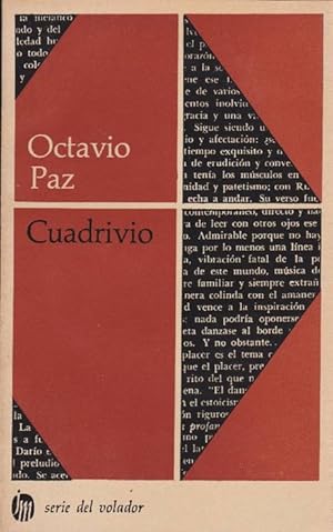 Bild des Verkufers fr Cuadrivio. Daro - Lpez Velarde - Pessoa - Cernuda. zum Verkauf von La Librera, Iberoamerikan. Buchhandlung