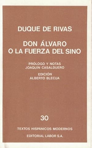 Bild des Verkufers fr Don Alvaro o la fuerza del sino. Ed. Edicin y notas de Joaqun Casalduero. Edicin de Alberto Blecua. zum Verkauf von La Librera, Iberoamerikan. Buchhandlung