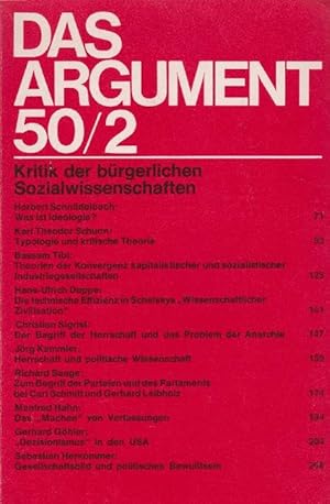 Bild des Verkufers fr Argument, Das. 50/2. Kritik der brgerlichen Sozialwissenschaft. zum Verkauf von La Librera, Iberoamerikan. Buchhandlung