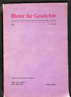 Bleter far Geszichte kwartalnik Zydowskiego Instytutu Historycznego w Polsce.