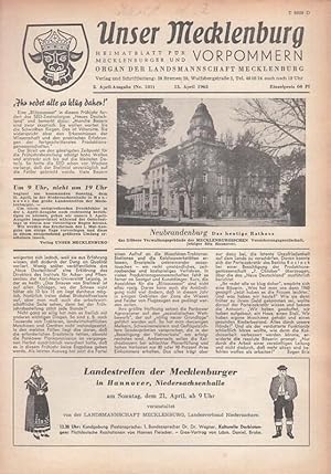 Unser Mecklenburg. Nr. 181 vom 15. April 1963. Heimatblatt für Mecklenburg und Vorpommern-Organ d...