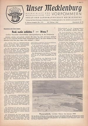 Unser Mecklenburg. Nr. 177 vom 25. Februar 1963. Heimatblatt für Mecklenburg und Vorpommern-Organ...