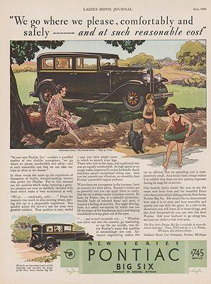 ORIG VINTAGE 1930 PONTIAC BIG SIX CAR AD