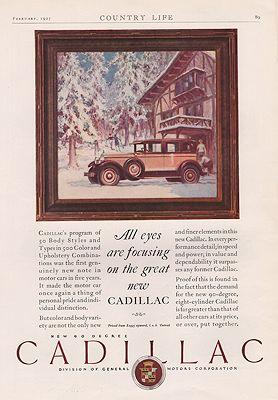 ORIG VINTAGE 1927 CADILLAC CAR AD