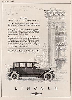 ORIG VINTAGE 1923 LINCOLN MOTOR CAR AD