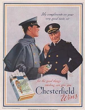 ORIG VINTAGE 1937 CHESTERFIELD CIGARETTES AD