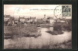 Carte postale Souppes, Vue d`ensemble et bords du Loing