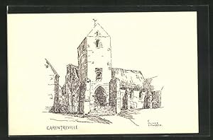 Carte postale Garentreville, vue du bâtiment, l'Église
