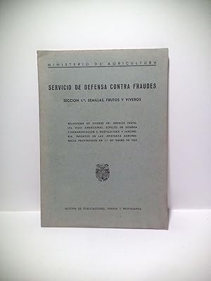 Servicio de Defensa contra Fraudes. Sección 1ª: semillas, frutos y viveros. Relaciones de viveros...