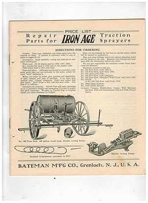 PRICE LIST: REPAIR PARTS FOR IRON AGE TRACTION SPRAYERS