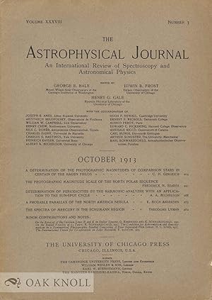Bild des Verkufers fr ASTROPHYSICAL JOURNAL : AN INTERNATIONAL REVIEW OF SPECTROSCOPY AND ASTRONOMICAL PHYSICS.|THE zum Verkauf von Oak Knoll Books, ABAA, ILAB