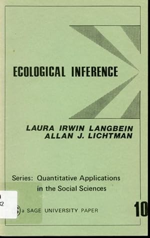 Seller image for Ecological Inference for sale by Librairie Le Nord